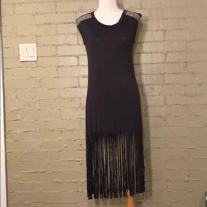 GuadyMe Fringe Dress Charcoal. Size S.